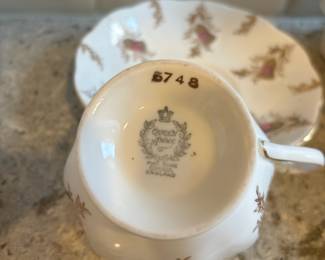 Queen Anne "Gold Thistles" Teacup & Saucer