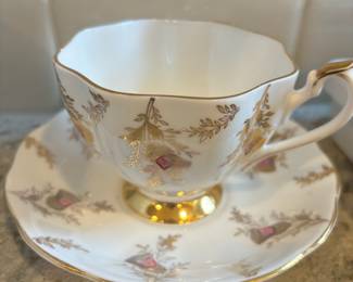 Queen Anne "Gold Thistles" Teacup & Saucer