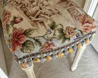 Square Needlepoint Upholstery Stool