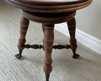 Circa 1800's Glass Ball and Claw Feet Piano Stool