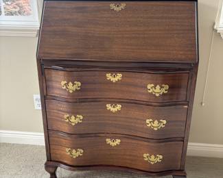 Mahogany Serpentine Front Secretary Desk