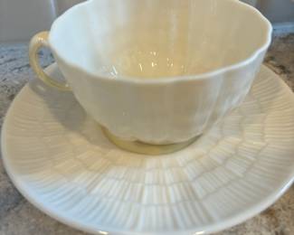 Belleek "Ivory Shell" Teacup & Saucer