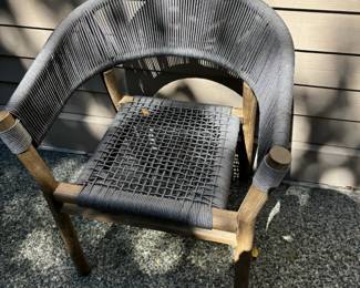 Taupe Rope and Rustic Wood Dining Chair