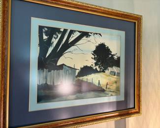 Framed & Matted Landscape Watercolor Print by Linda Peterson