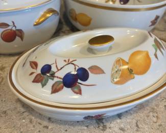 Royal Worcester Evesham - Two Casserole Dishes & Mixing Bowl