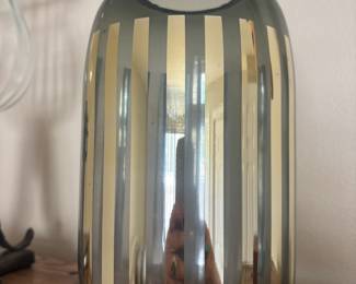 Smoky Grey and Gold Striped Vase