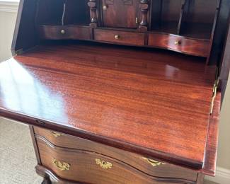 Mahogany Serpentine Front Secretary Desk