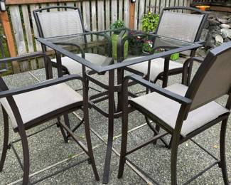Square Glass Top Patio Table with 4 Chairs