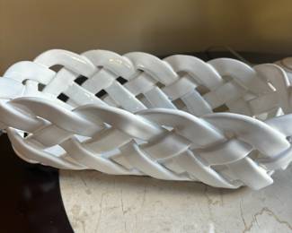 Primo Gi White Ceramic Basket Weave Bread Basket - Made in Italy