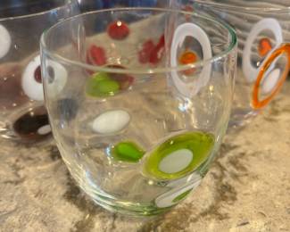 Set of 4 Multicolored Dots Stemless Wine Glasses