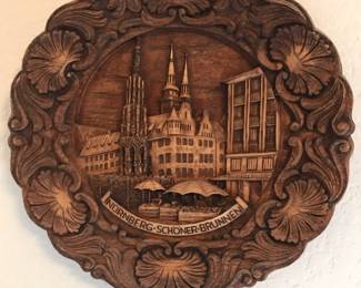 German Carved Wood Plaque of Nüremberg Schöner Brunnen