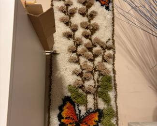 Shag Latch Hook Tapestry with Butterfly Design