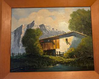 Framed Landscape/Mountainscape Painting by K. Heinrich