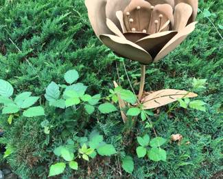 Patina Flower Garden Stake Decor