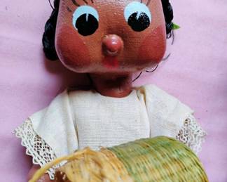Pair of Mexican Oil Cloth Folk Art Dolls