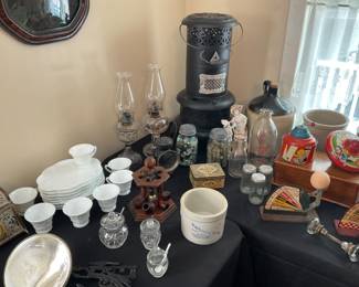 OIL STOVE, MILK BOTTLES 