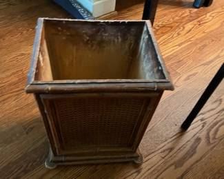Vintage Bamboo Plastic Trash Can - $10