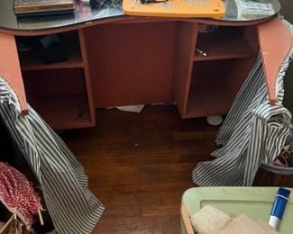 Glass Top Skirted Vanity Table - $50