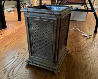 Vintage Bamboo Plastic Trash Can - $10