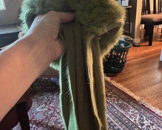 Real Fur Collared - Green Scarf - $40