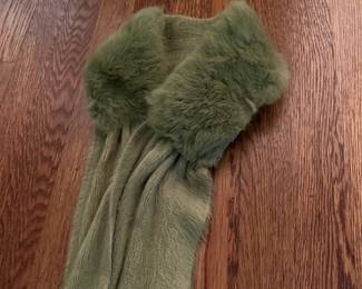 Real Fur Collared - Green Scarf - $40