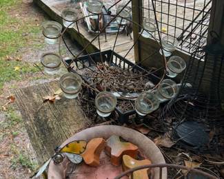 Metal, planter and votive holder - $20