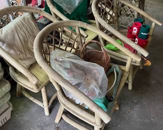 $150 for the 4 chairs/cushions. The set needs to be cleaned. Priced to sell as is. Structurally good but needs a good cleaning and some TLC. 