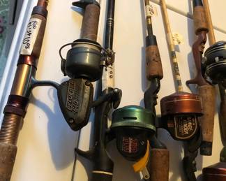 VINTAGE FISHING POLES W/ REELS
