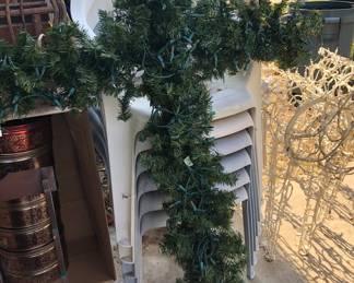 LIGHTED XMAS CROSS, STACK CHAIRS