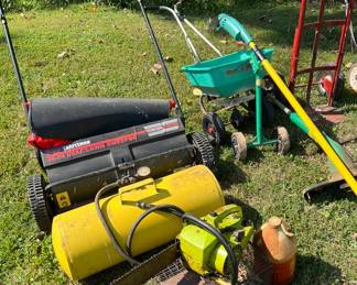 AIR TANL, CHAIN SAW, TRAP, LAWN SWEEPER SPREADER & DOLLIE