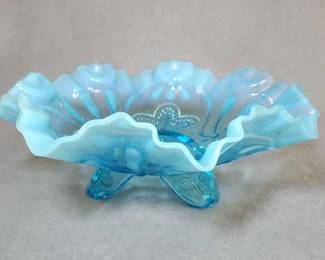 LM059 Blue Opalescent Ruffle Bowl