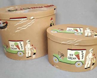 LM064 Hand painted Nesting Boxes, Hat Boxes