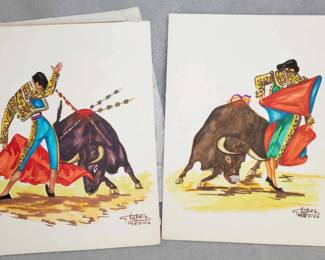 LM062 Signed Original Bullfighter Watercolor