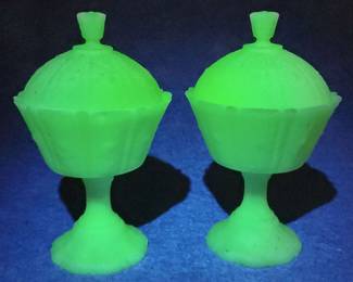 LM013 Fenton Uranium Custard Glass Candy Dishes