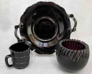 LM024 Black and Dark Purple Amethyst Glass