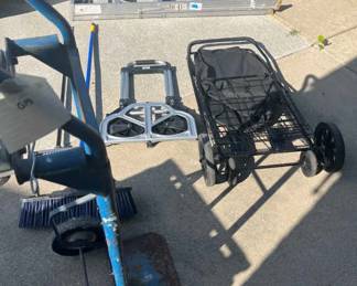 5 Ft Ladder, 2 Brooms, Dolly, Foldable Shopping Cart, Folding Dolly