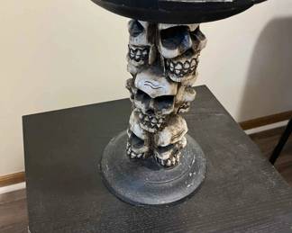 Small Table Or Pedestal With Carved Skulls On Base