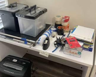 Paper Shredder, Paper Cutter, Storage Containers, Table And Other Items