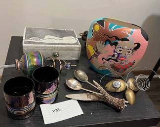 Ceramic Box, Humming Bird Feeder, Vase With Asian Design, And Other Items