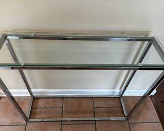 CHROME AND GLASS CONSOLE TABLE