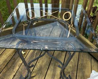 GLASS AND IRON OCCASIONAL TABLE