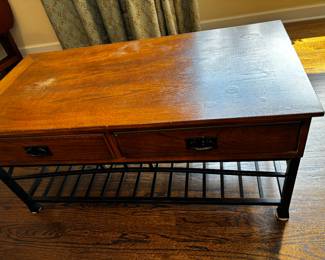 WOOD AND IRON COFFEE TABLE