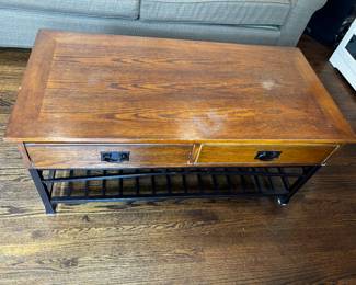 WOOD AND IRON COFFEE TABLE