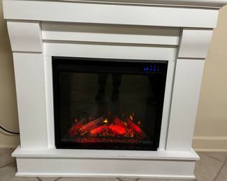 WHITE HEATED FIREPLACE