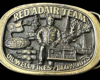 Red Adair Team Brass Belt Buckle