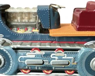 Vintage Tin Litho Piston Action Bulldozer