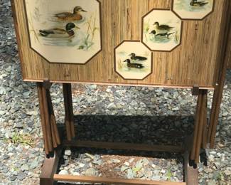 Vintage Floor Standing TV trays with Stand