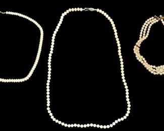Three Vintage Pearl Bead Necklaces