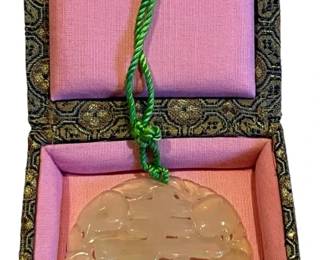 Chinese Carved Jade Pendant in Box