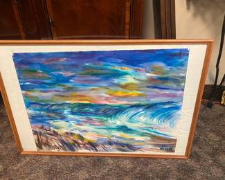 El King Original Watercolor "Sunset at Santa Rosa Beach"